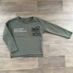 Green Sweatshirt - sequin design - uplifting quote